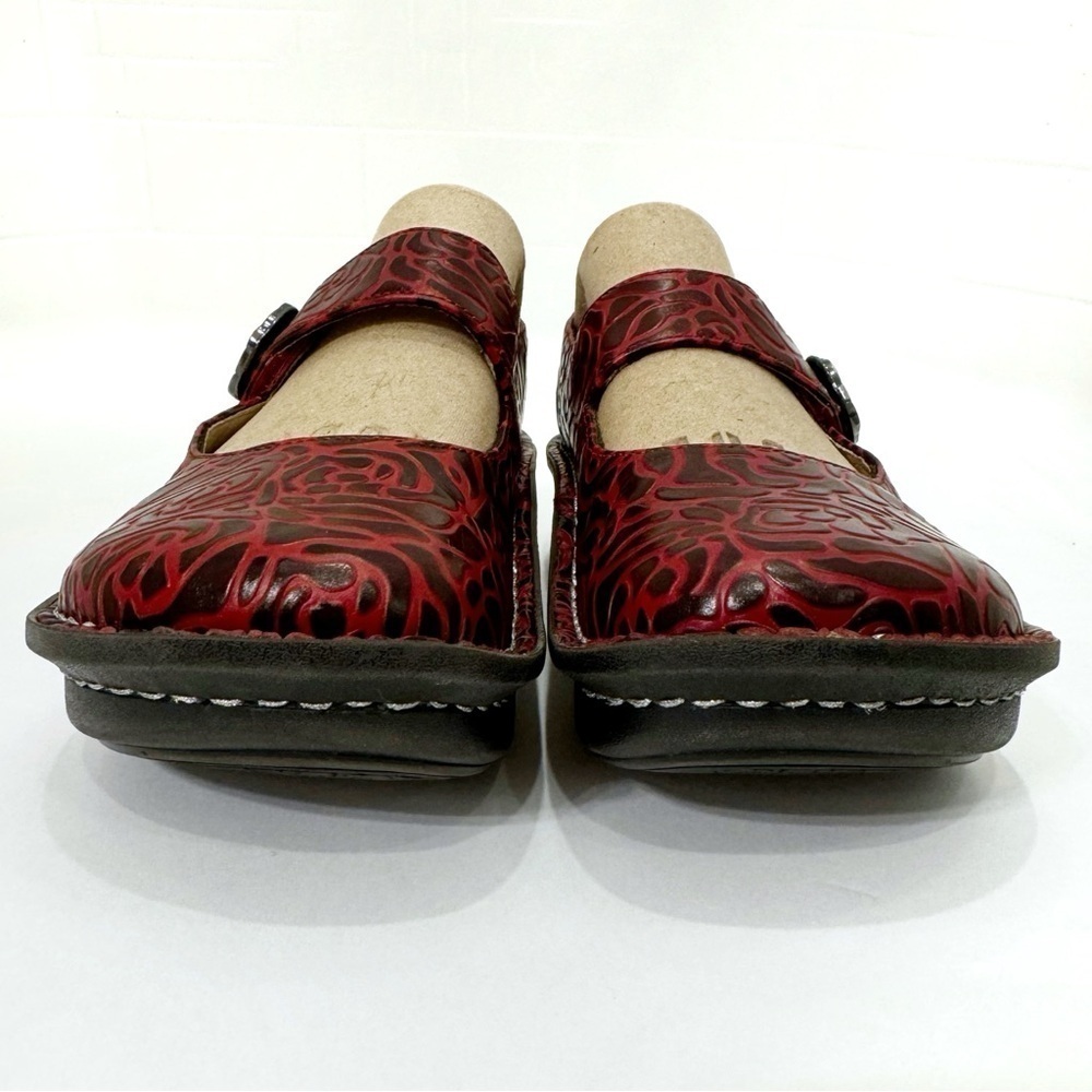 Algeria Paloma Wine Embossed Rose Mary Jane Shoe Size EU 36 US 6 - Picture 4 of 12